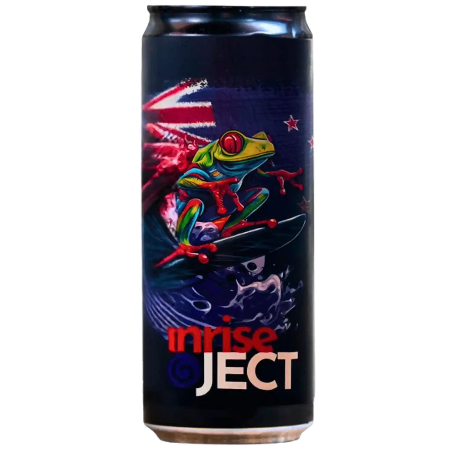 Lattina di birra artigianale Sunrise Project di Birra Gaia, New Zealand Lager con design colorato.