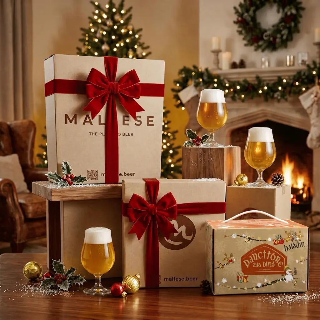 Box di Natale con Panettone Artigianale alla Birra e 5 Birre Chiare