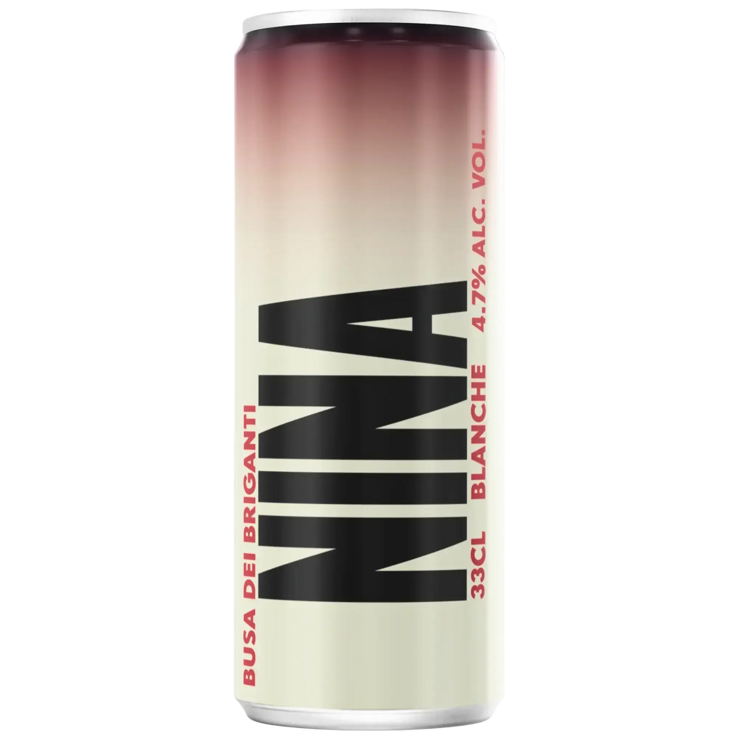 Nina birra artigianale di frumento in latta da 33cl, stile Blanche, Busa dei Briganti, 4.7% alc.