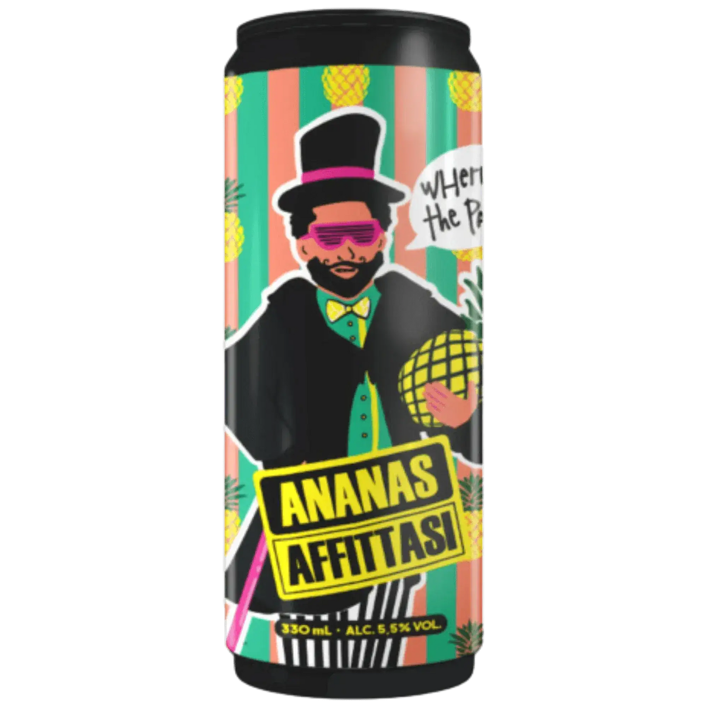 Ananas Affittasi, sidro artigianale di Eranomele, 330 ml, rinfrescante e tropicale.