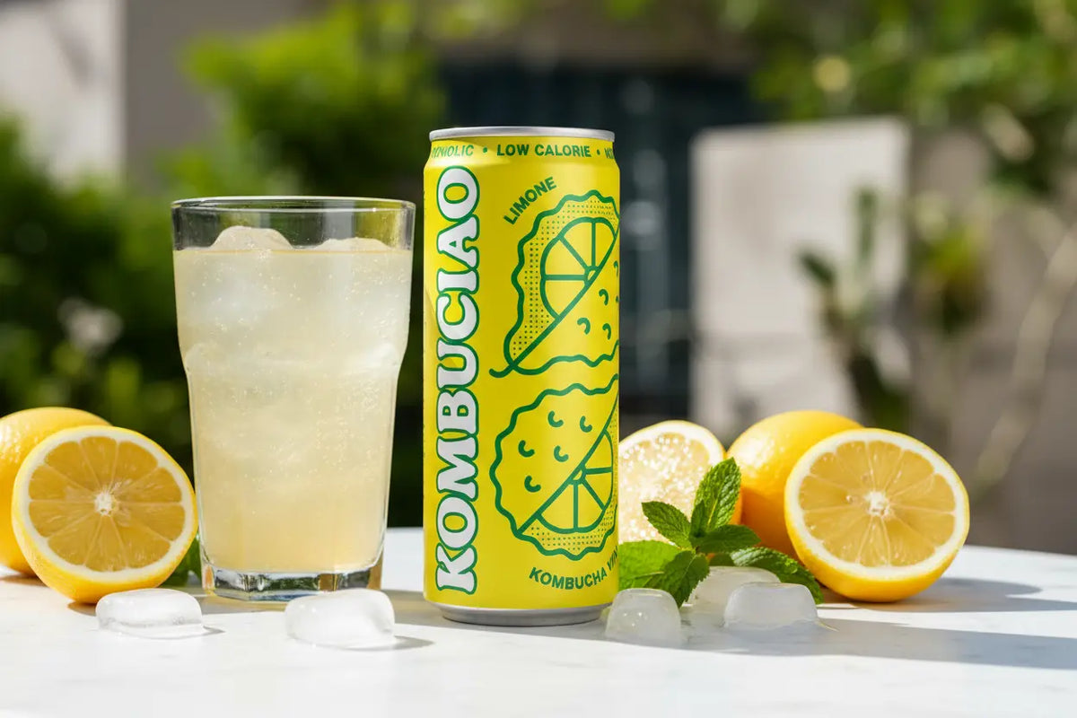 Kombuciao Limone è il kombucha al limone di Intro una bevanda fermentata a base di te, naturalmente frizzante, analcolica e gluten free - maltese.beer