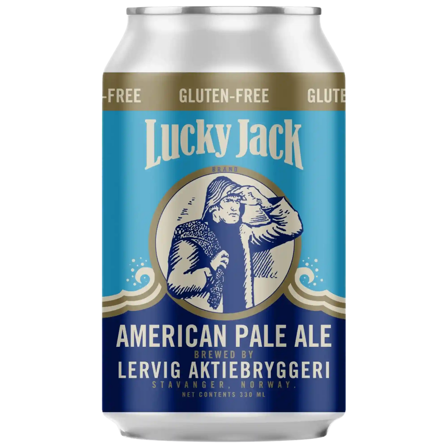 Lattina di Lucky Jack gluten free American Pale Ale, birra artigianale di LERVIG, gluten free da 330ml.
