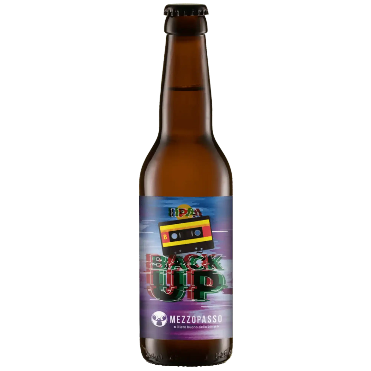 Back Up birra artigianale Mezzopasso, birra italiana da 5,6 gradi, luppolata con Mosaic, Citra e Simcoe.
