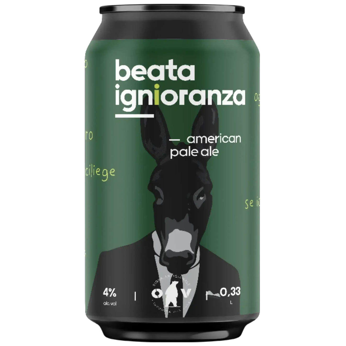 Beata Ignioranza, birra artigianale americana pale ale in formato lattina da 0,33L, 4% alcol.