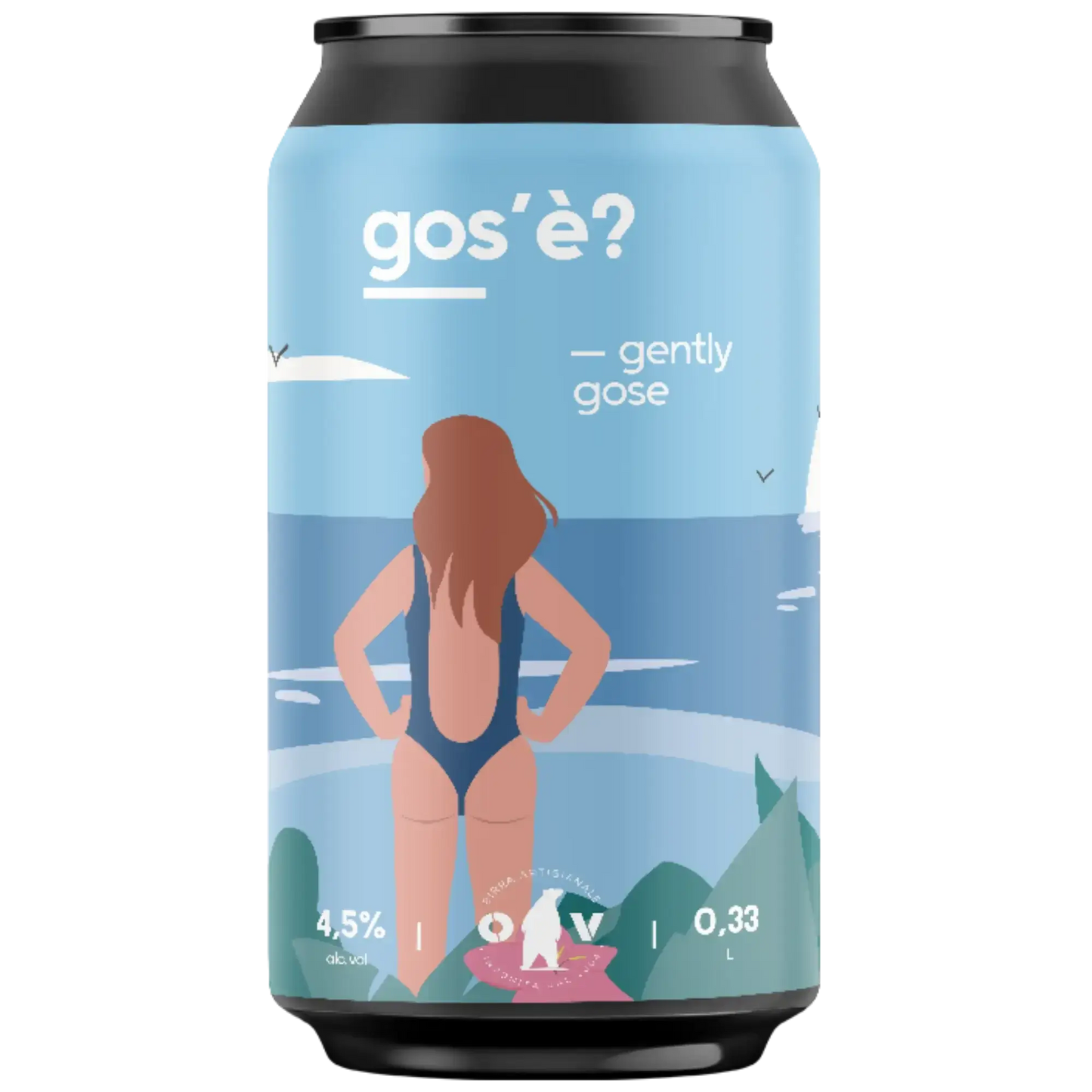 Gos'é: birra artigianale Gose da Orso Verde in lattina, 4,5% alcol, formato 0,33L.