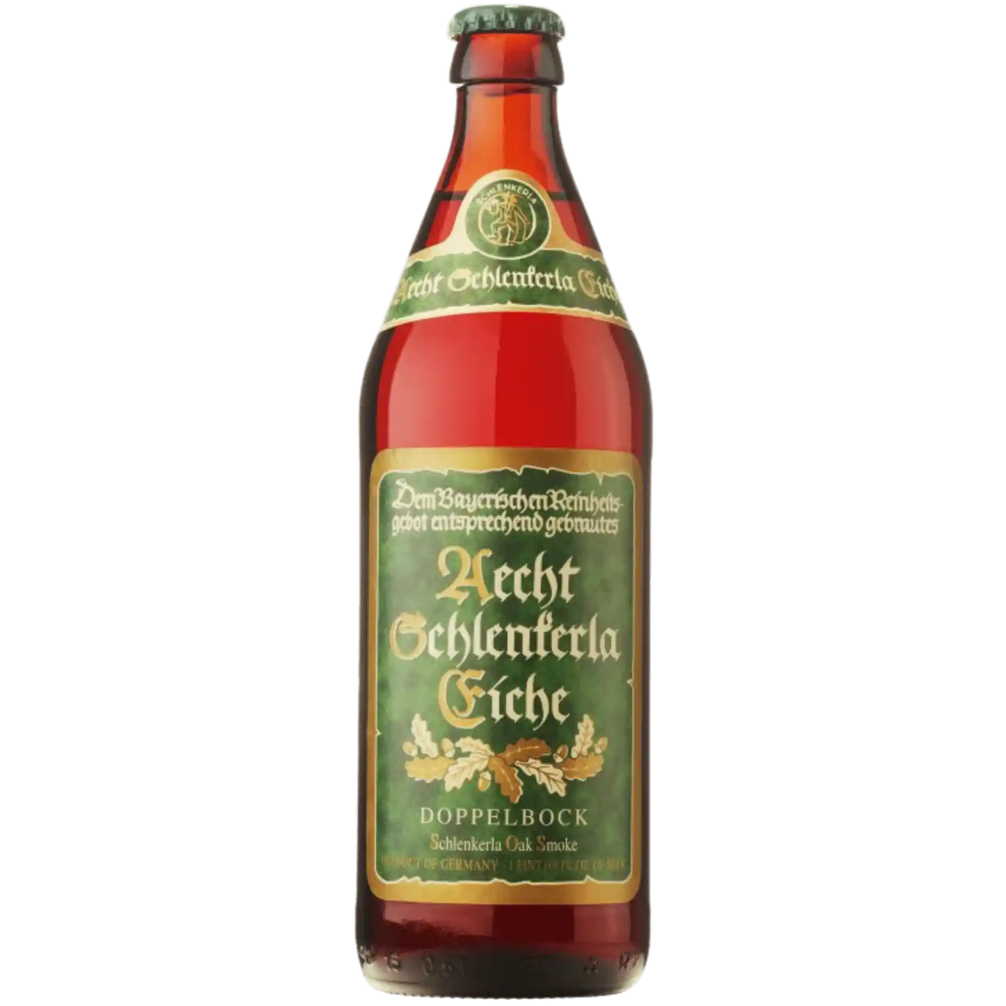Eiche Doppelbock birra artigianale di Schlenkerla, in bottiglia da 8% ABV, con affumicatura su legno di quercia.