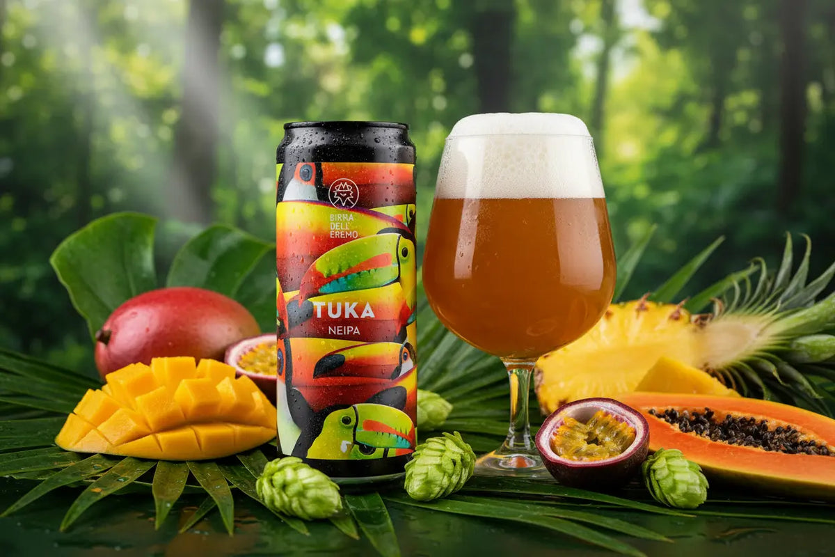 Tuka la New England IPA di Birra dell'Eremo caratterizzata dall'utilizzo del lievito Vermont-maltese.beer