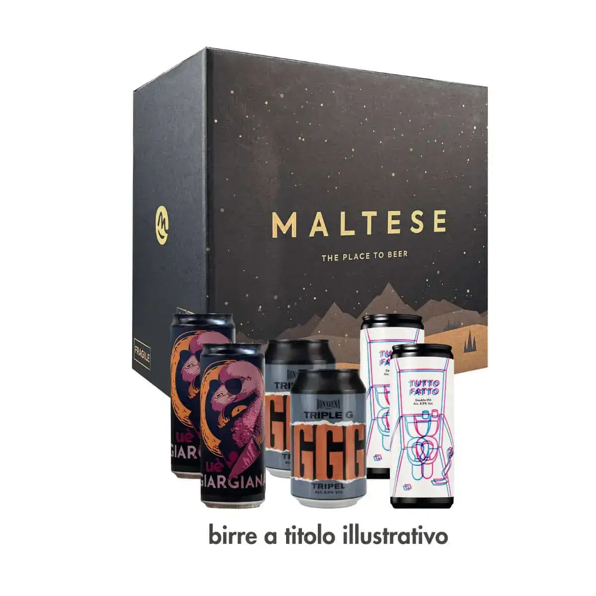 CORSO GLI INGREDIENTI DELLE BIRRE ARTIGIANALI, pacco con 6 birre artigianali da Maltese, birra italiana in lattina.