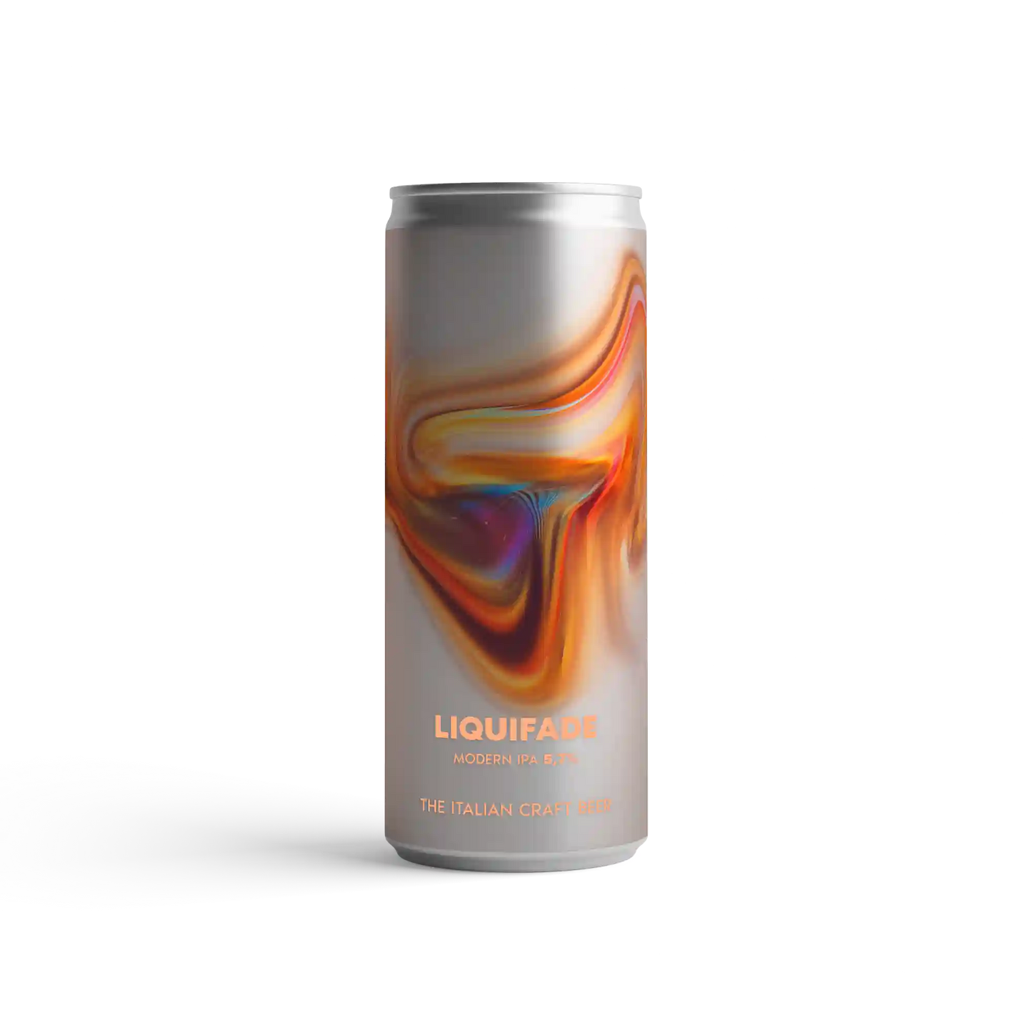 Liquifade moderno IPA 6% in lattina, birra artigianale italiana, carattere tropicale e setosa texture.