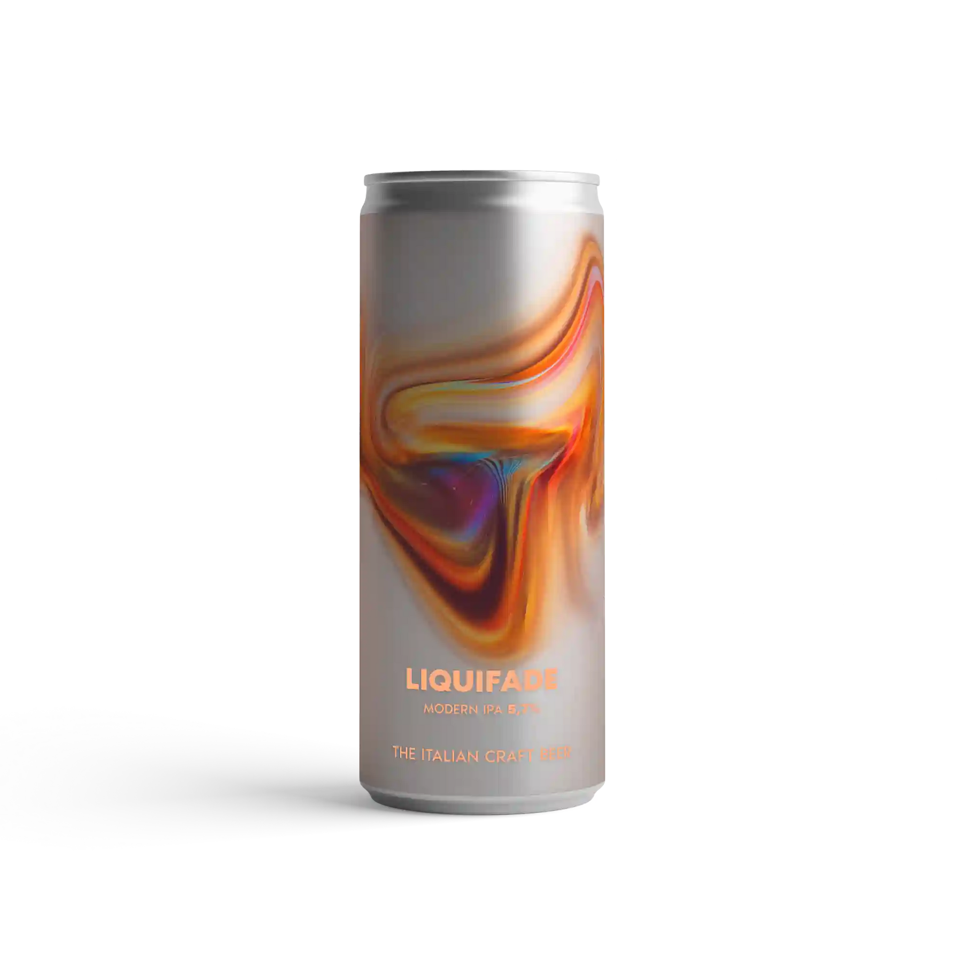 Liquifade moderno IPA 6% in lattina, birra artigianale italiana, carattere tropicale e setosa texture.