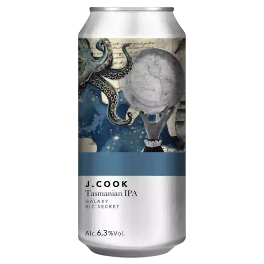 J.Cook birra artigianale in lattina, IPA Tasmaniana con note di frutta tropicale e agrumi, 6.3% alc.
