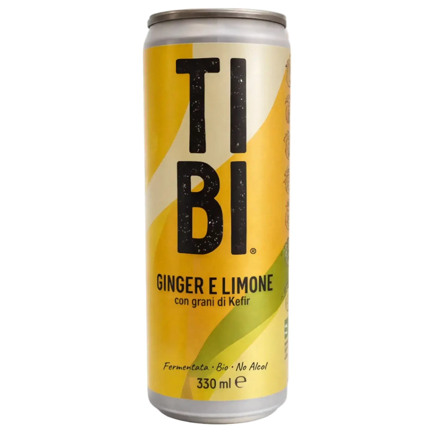 Tibi Ginger e Limone con grani di kefir è il soft drink fermentato con grani di kefir firmato TIBI