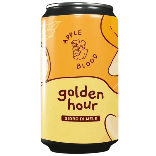 Golden Hour sidro di mele in lattina del birrificio Apple Blood, birra artigianale italiana.
