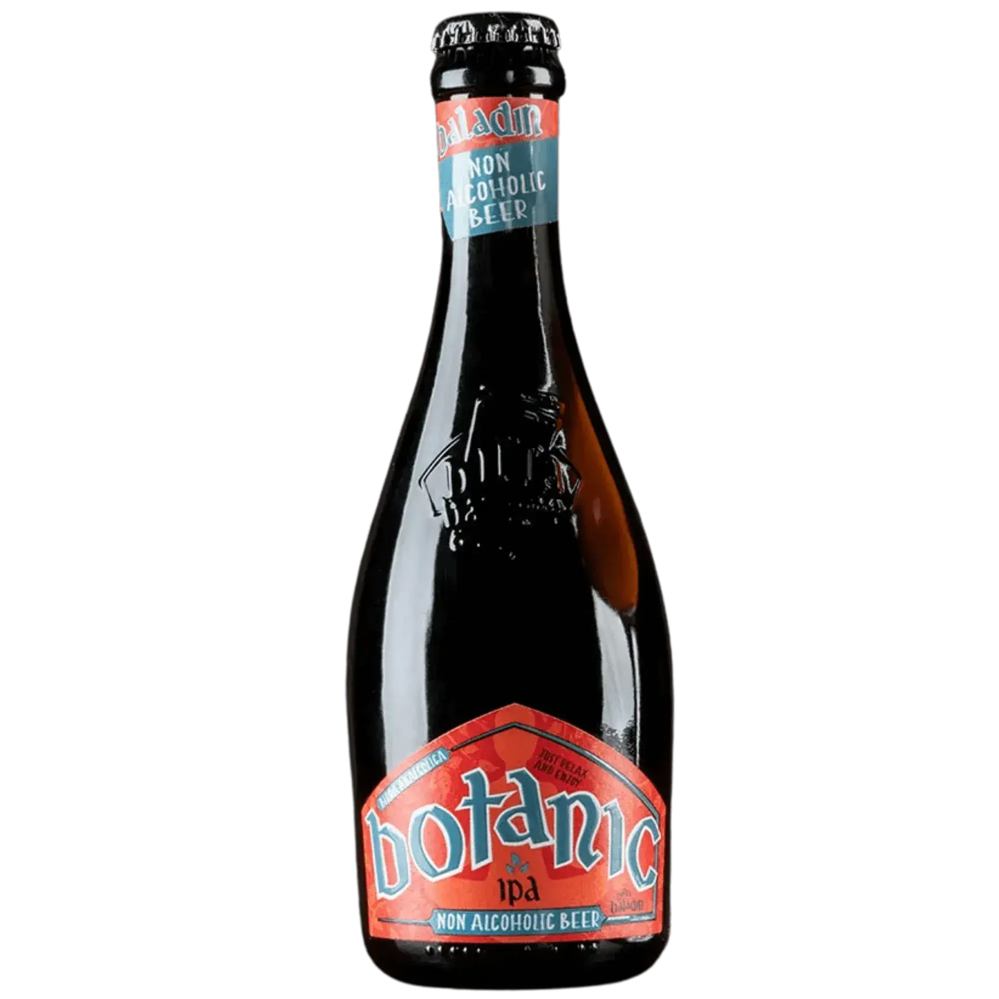Botanic Ipa Analcolica, birra artigianale non alcolica di Baladin, in bottiglia elegante.