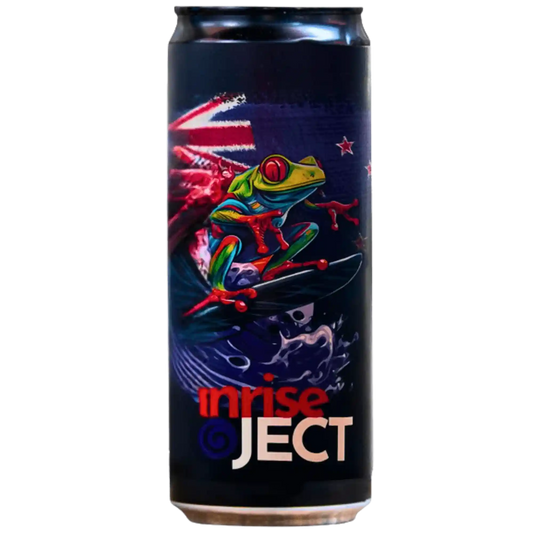 Lattina di birra artigianale Sunrise Project di Birra Gaia, New Zealand Lager con design colorato.