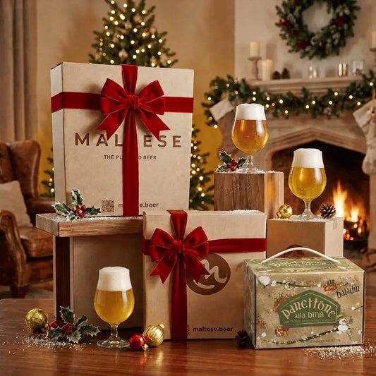 Box Natale con Panettone alla Birra Senza Canditi e 5 Birre Chiare