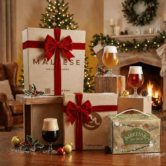 Box Natale con Panettone alla Birra Senza Canditi e 5 Birre Artigianali Mix