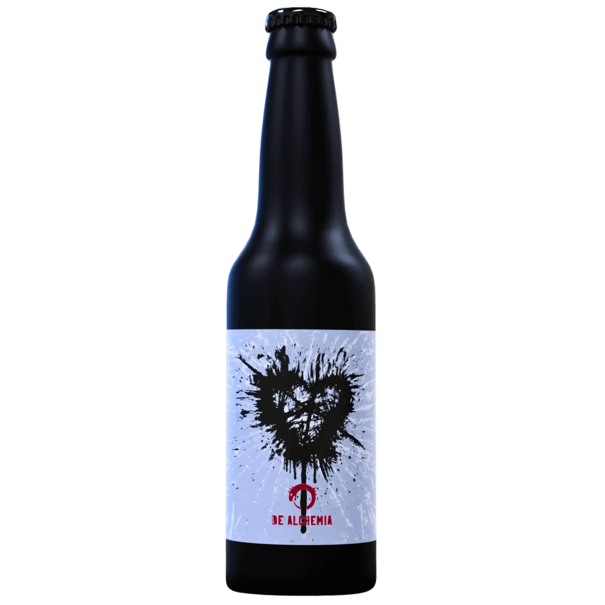 Cuore di Tenebra bottiglia di birra artigianale del birrificio De Alchemia, Cascadian Dark Ale dal gusto intenso.