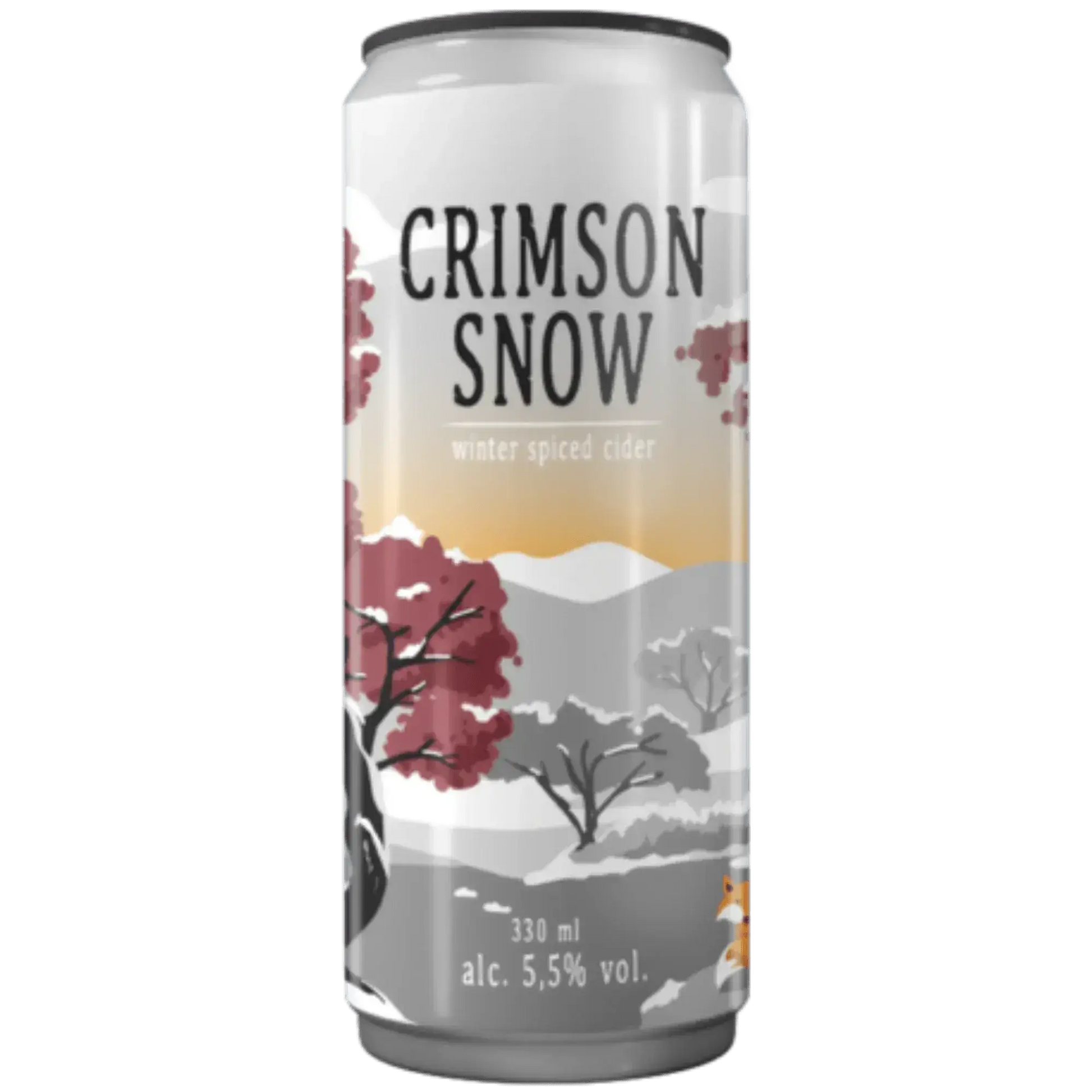 Latta di birra artigianale Crimson Snow, cider speziato in formato 330ml, alcol 5,5% vol.