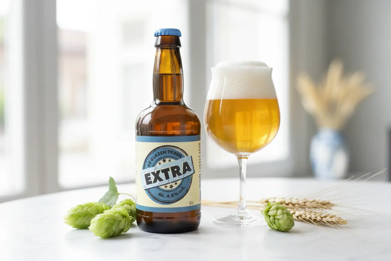Extra è la Blonde Ale ad alta fermentazione di Brouwerij De Glazen Toren - maltese.beer