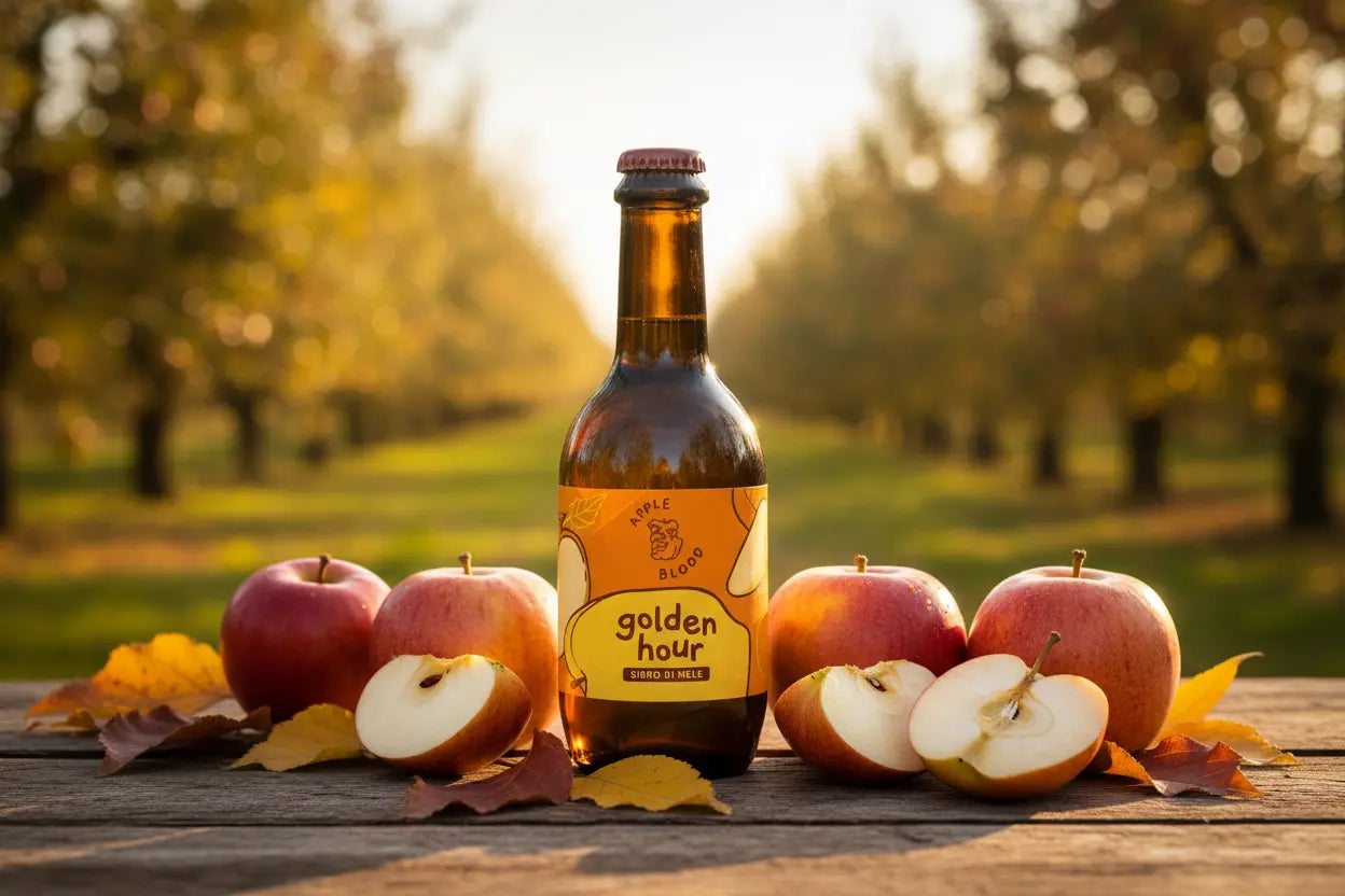 Golden Hour è il sidro di mele di Apple Blood prodotto con una miscela di varietà di mele da tavola - maltese.beer