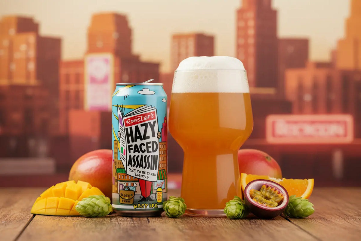 Hazy-Faced Assassin una Hazy IPA certificata senza glutine torbida e fruttata di Rooster’s Brewing - maltese.beer