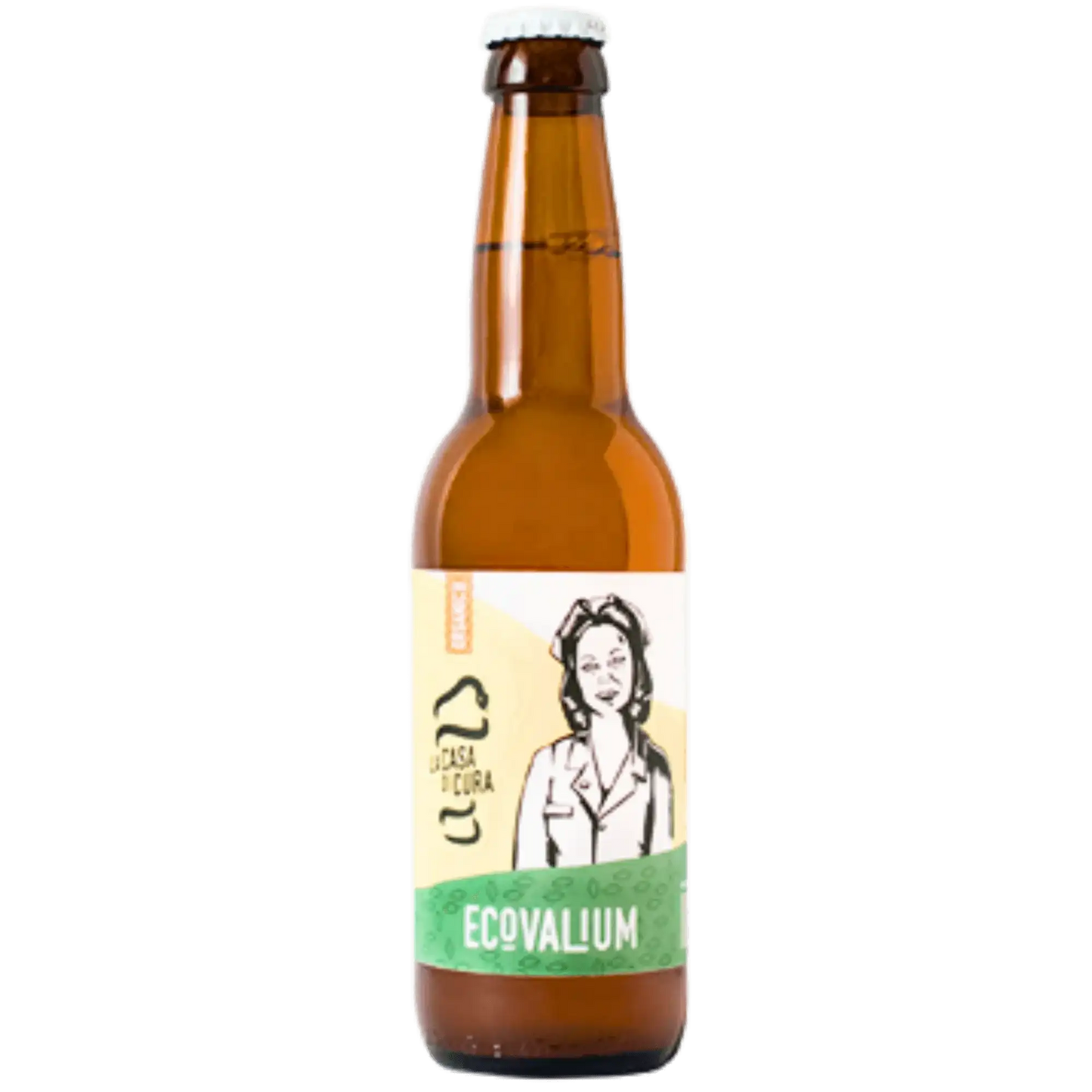 Birra artigianale Ecovalium di La Casa di Cura, Witbier in bottiglia da 33 cl, birra italiana con spezie.