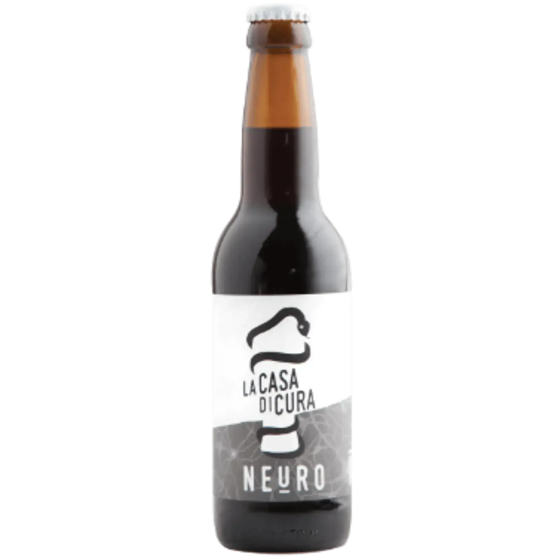 Neuro, birra artigianale Irish Stout della Casa di Cura, formato bottiglia, toni torrefatti e cioccolatosi.