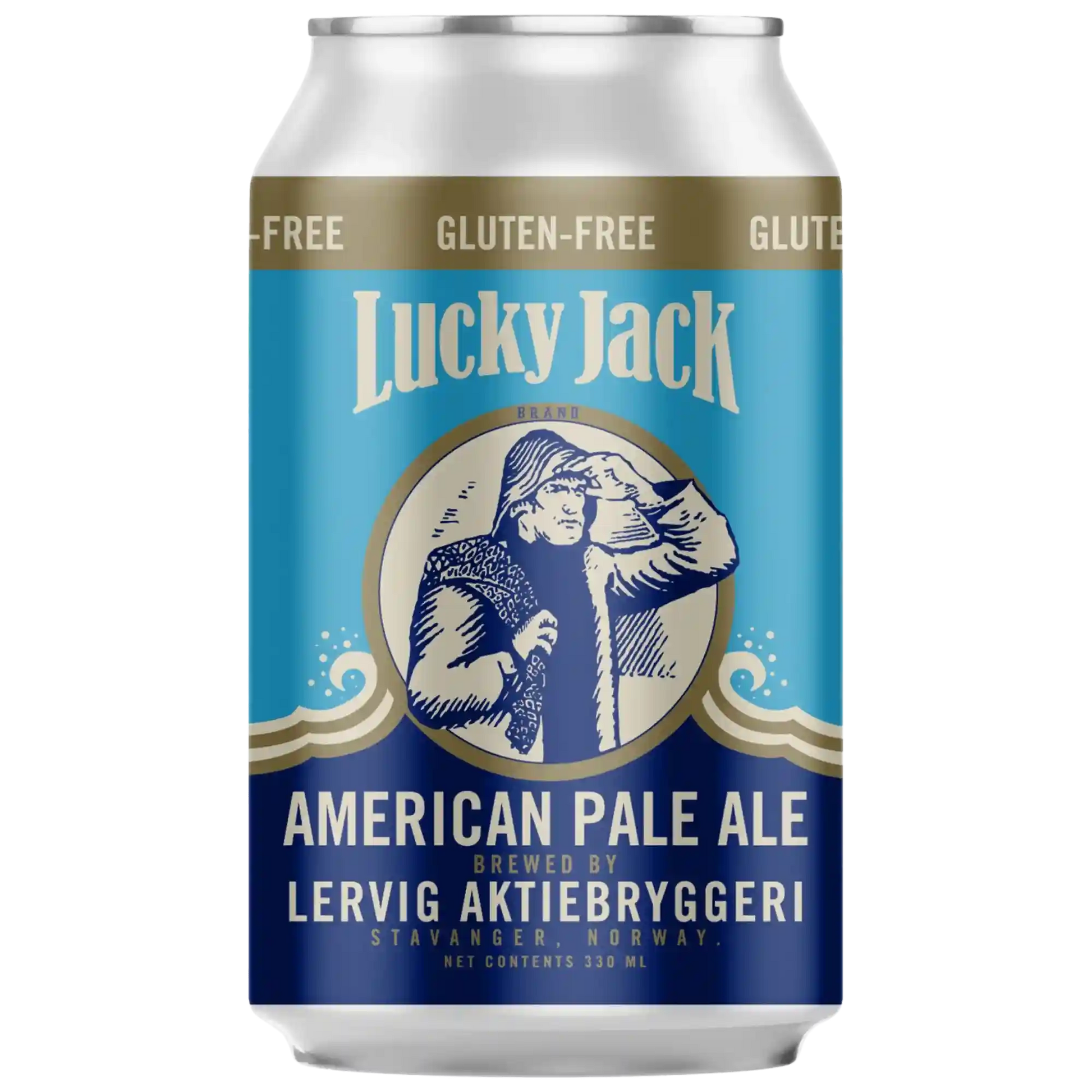 Lattina di Lucky Jack gluten free American Pale Ale, birra artigianale di LERVIG, gluten free da 330ml.