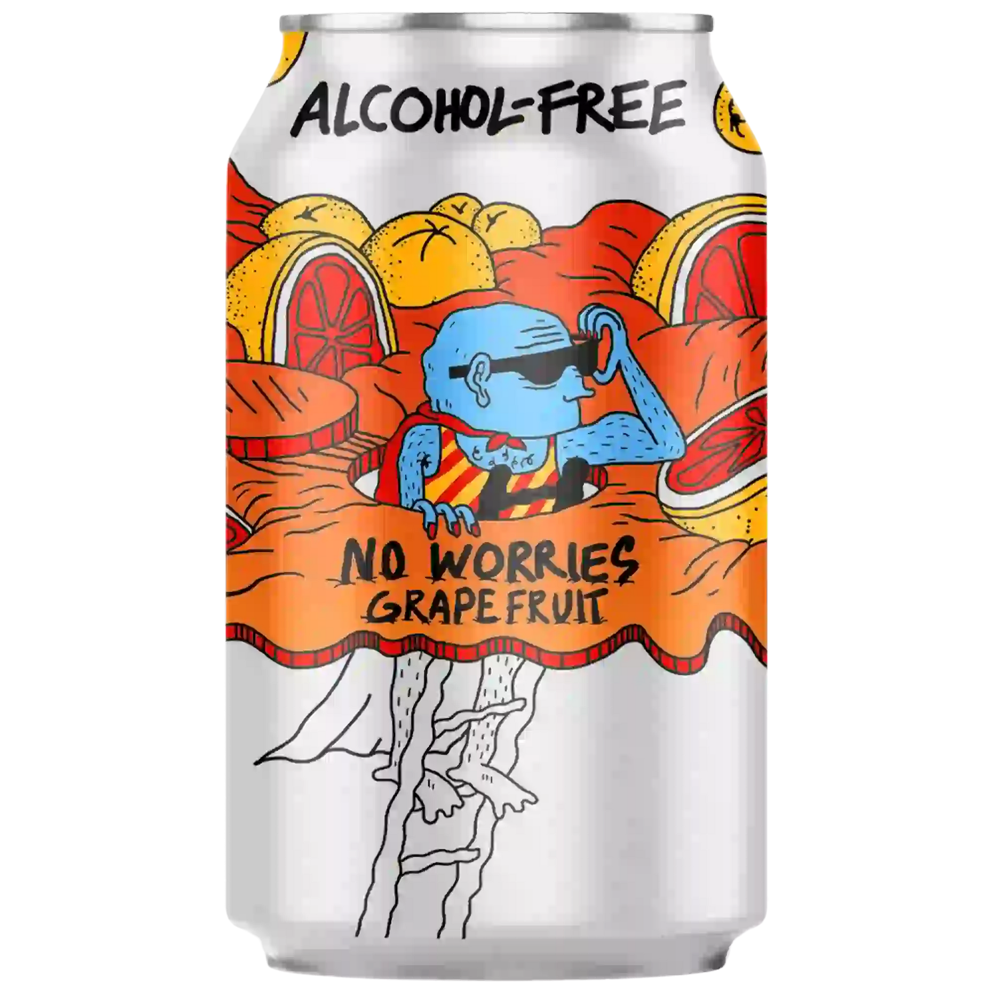 No Worries Grapefruit, birra artigianale analcolica LERVIG in lattina con pompelmo fresco.