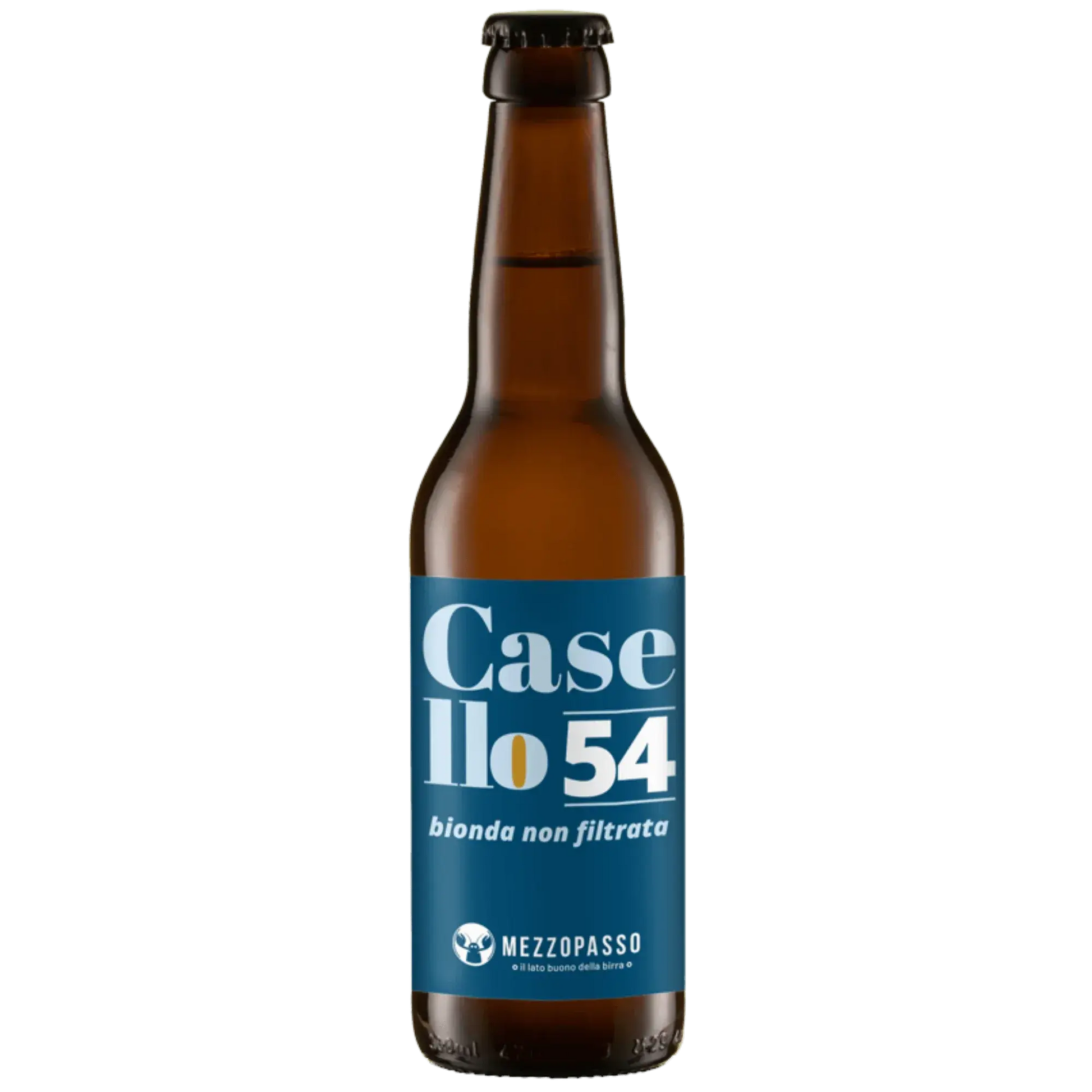 Birra Casello 54 di Mezzopasso, craft beer bionda non filtrata, birra artigianale italiana.