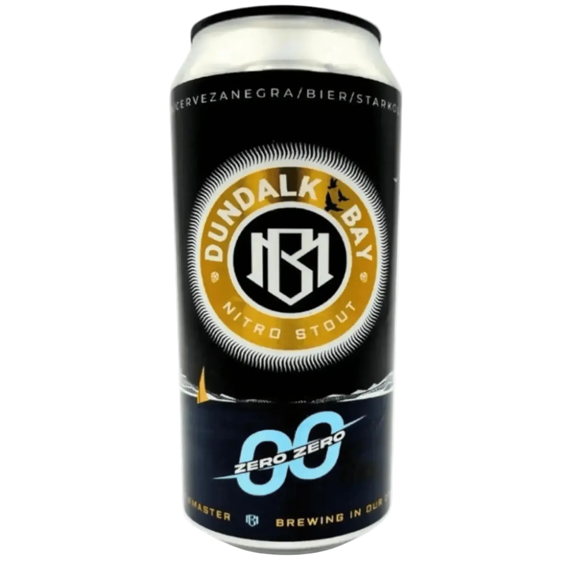 No Alcohol Nitro Stout in a 44 cl can from Dundalk Bay, a premium craft beer experience, non-alcoholic Irish stout.