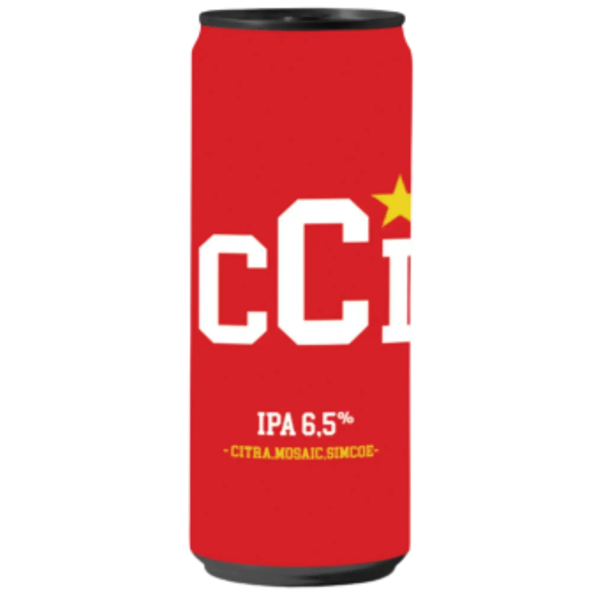 Accia Birrificio Sabino, birra artigianale IPA 6.5%, in lattina rossa, unione di sapori agrumati e tropicali.