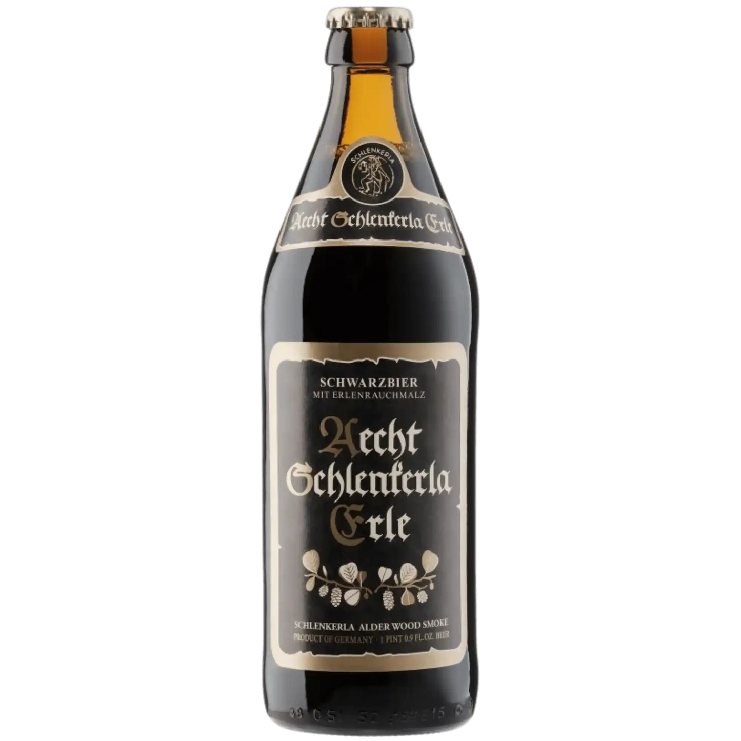 Erle Black Lager craft beer by Brauerei Heller Trum in a dark bottle, rich chocolate and smoked flavor.