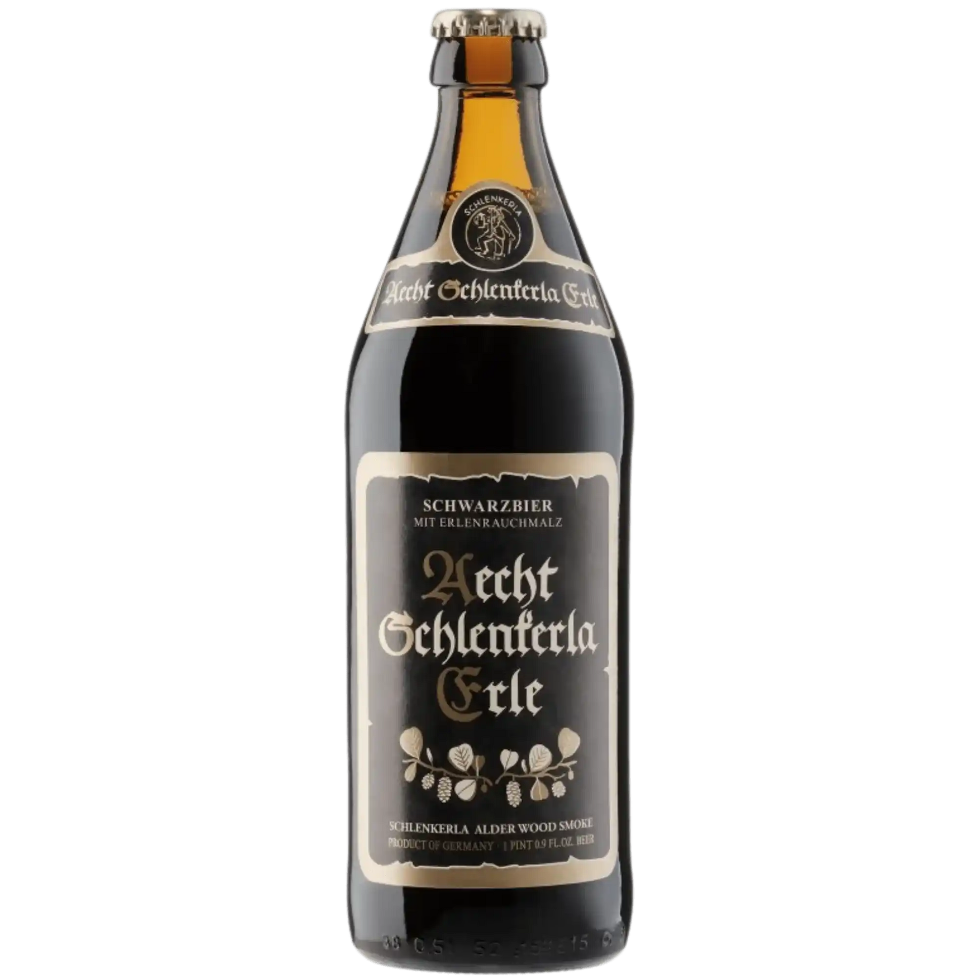 Erle Black Lager craft beer by Brauerei Heller Trum in a dark bottle, rich chocolate and smoked flavor.