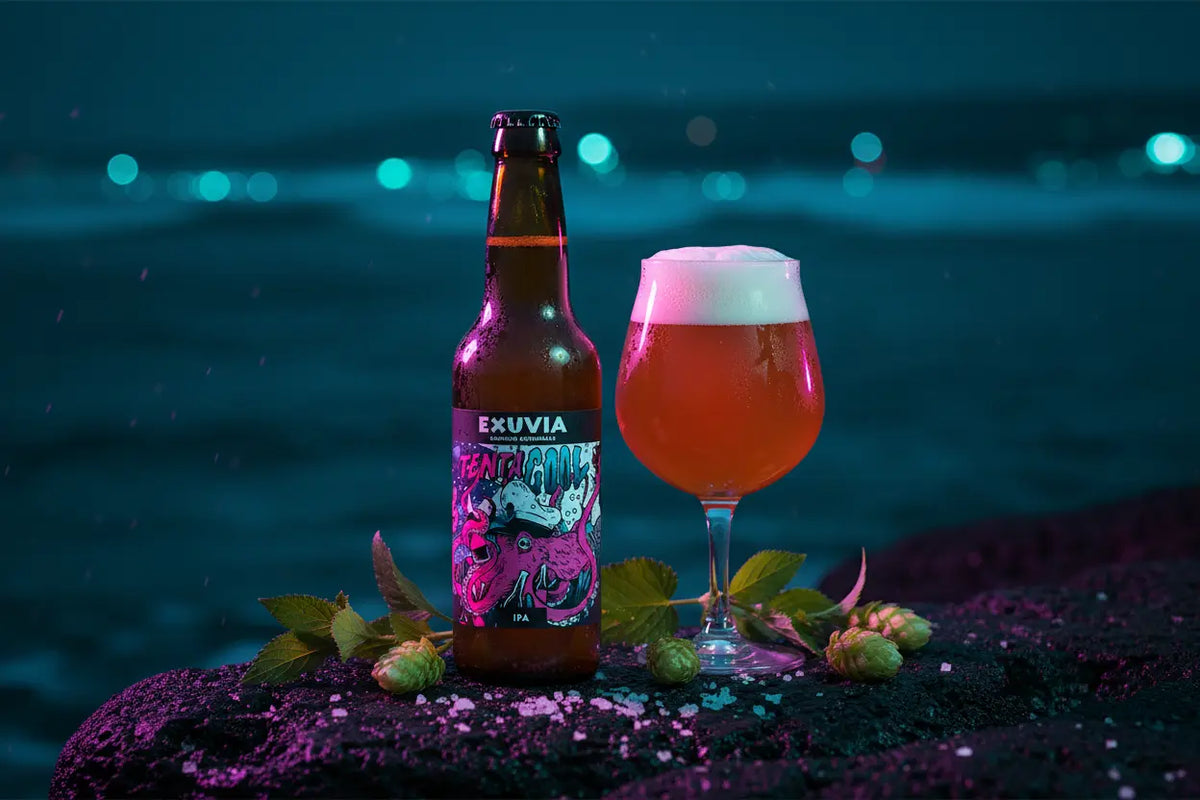 Tentacool IPA birra artigianale è la prima IPA americana di Birrificio Exuvia  una birra con luppoli di varietà americane e australiane - maltese.beer