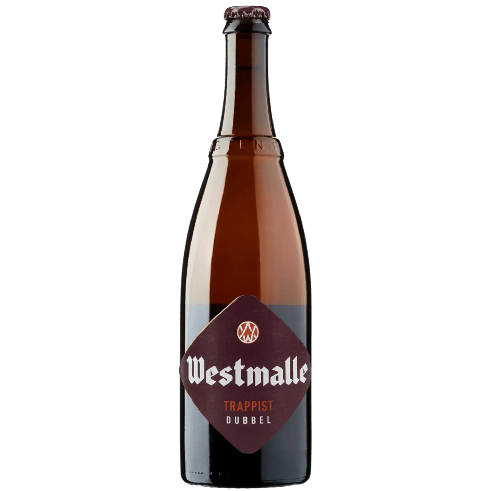 Westmalle Dubbel 75 cl, birra artigianale scura con riflessi rossicci, caratteristica del birrificio Westmalle.