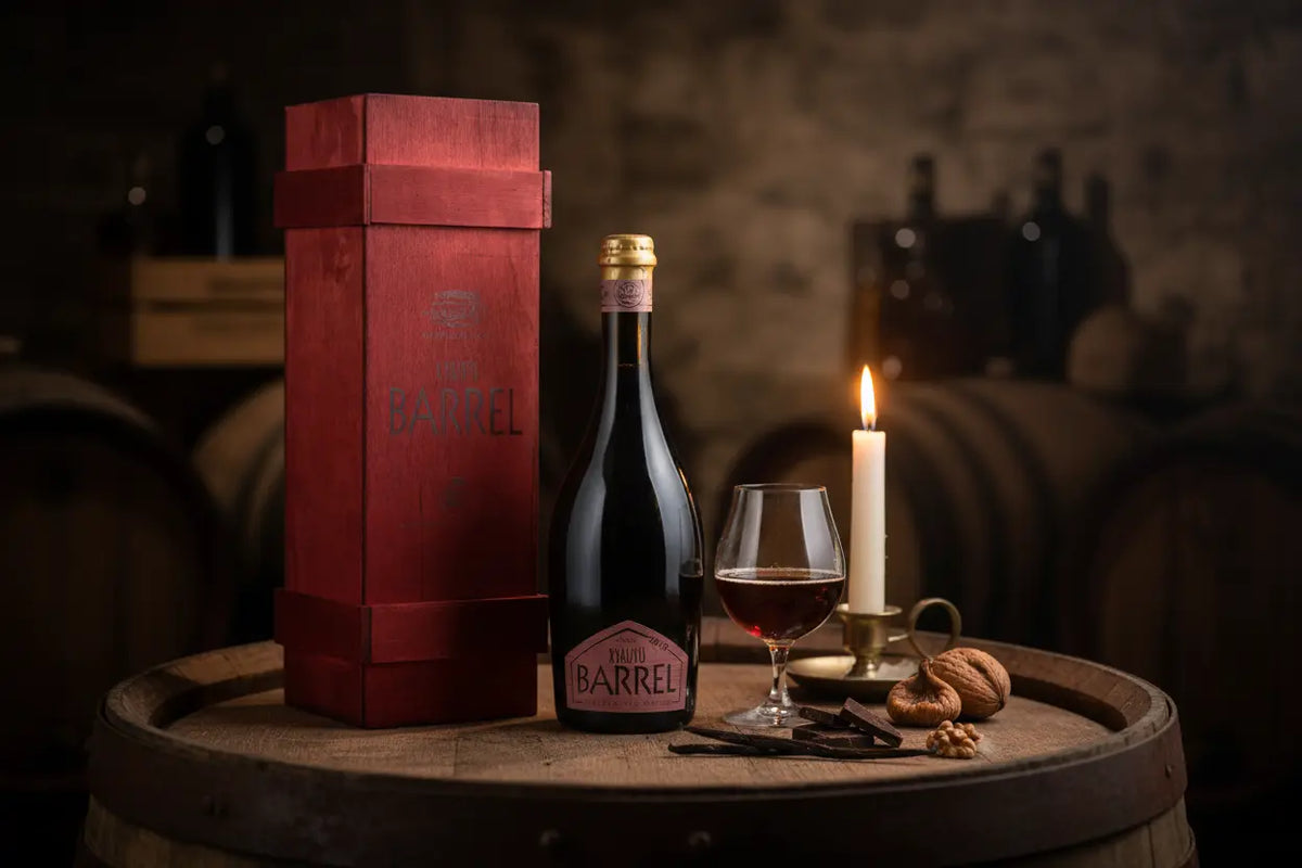 Xyauyu Barrel 2018 è una Specialty Wood Aged Beer di Baladin, proposta in bottiglia da 50 cl con box di legno - maltese.beer