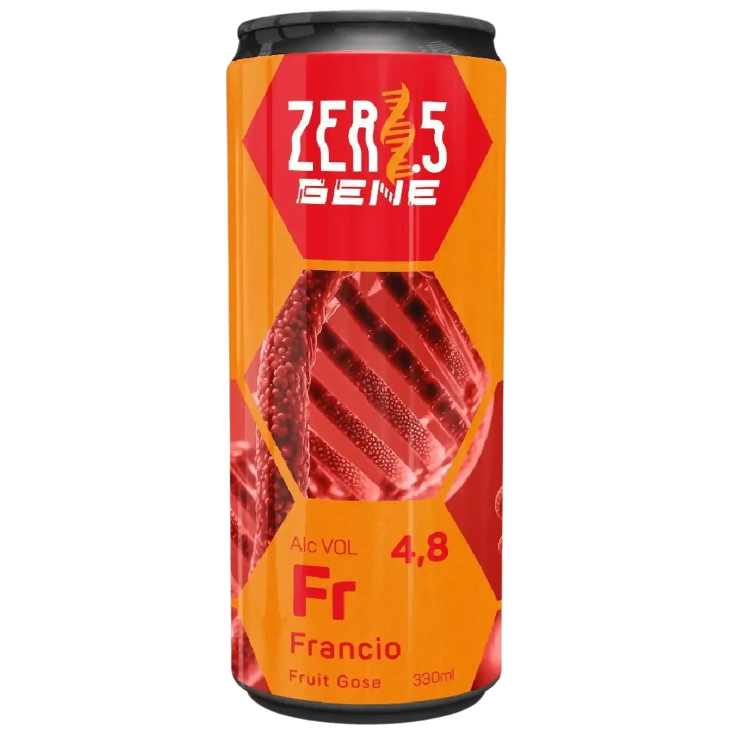 Gene - Francio, birra artigianale Fruit Gose, 330ml, birrificio Zer.5, con guava, papaya e mango.