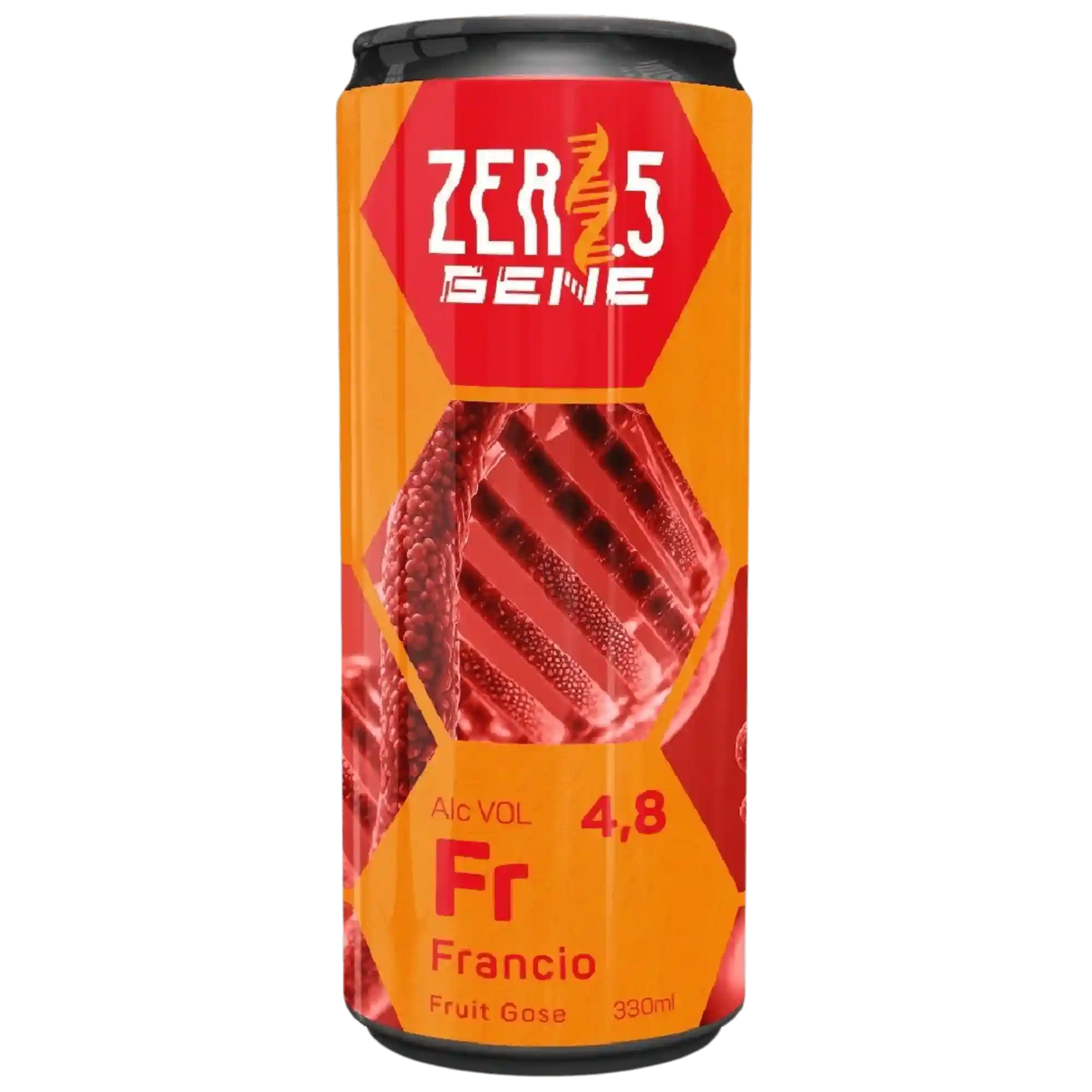 Gene - Francio, birra artigianale Fruit Gose, 330ml, birrificio Zer.5, con guava, papaya e mango.