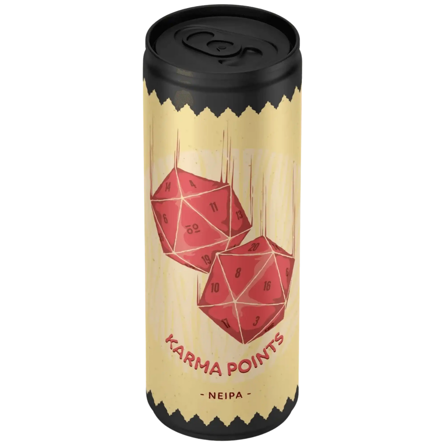 Karma Points NEIPA craft beer can art, featuring bold colors and playful design, from an Italian brewery.